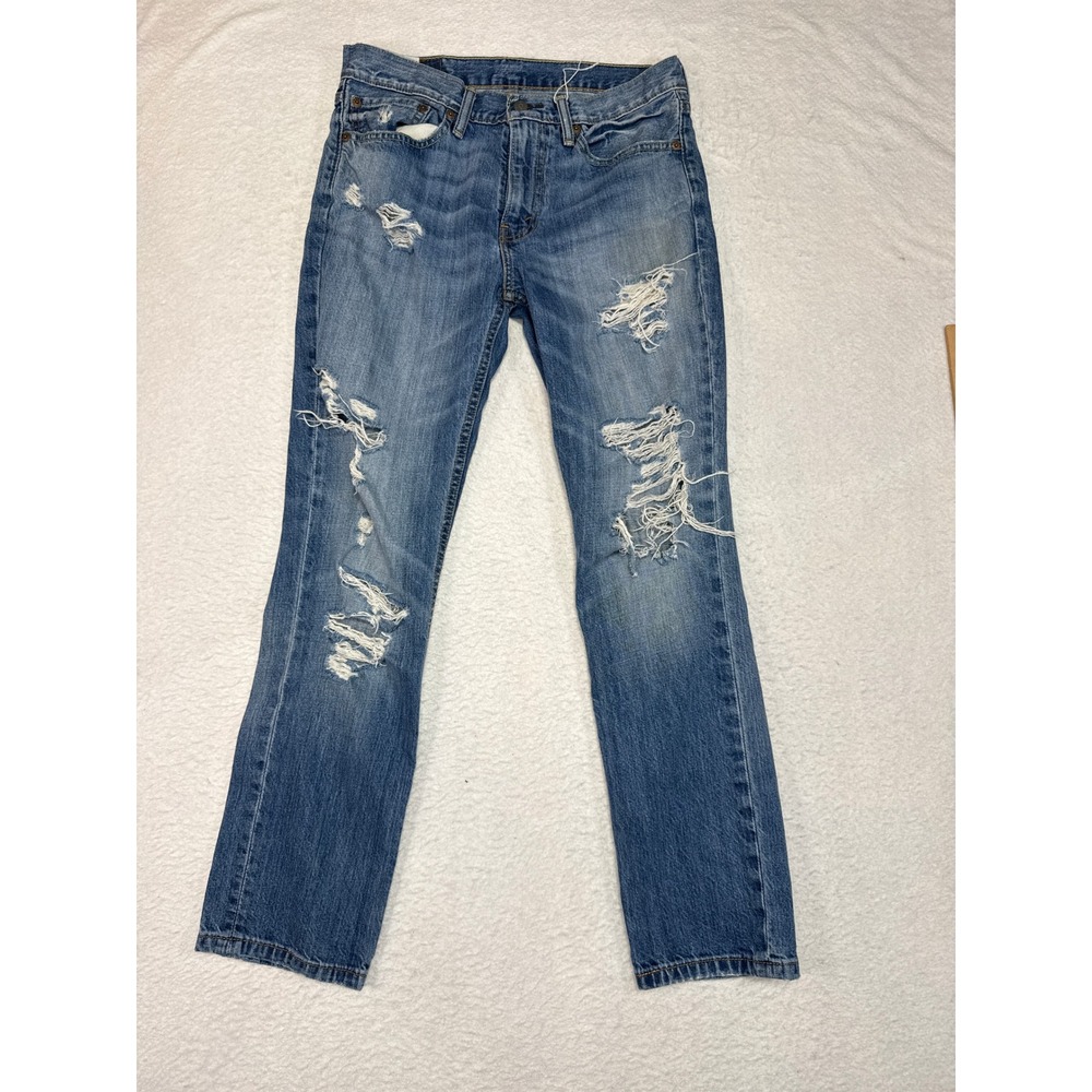 Levis 511 Slim Fit Distressed Ripped Jeans Mens 32x30 Medium Wash Denim